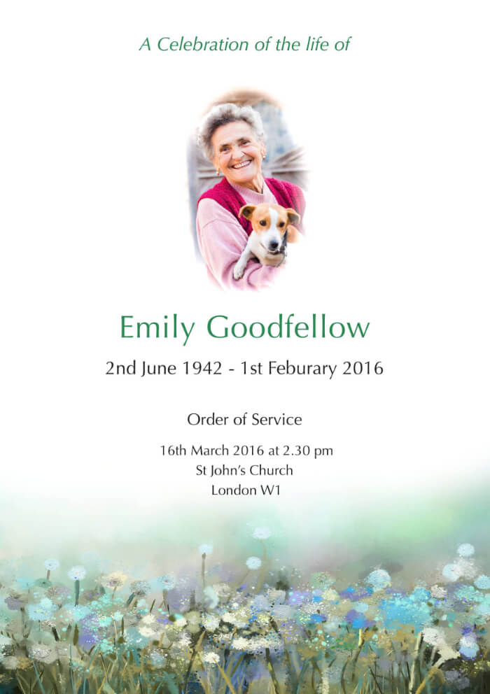 floral funeral order of service example
