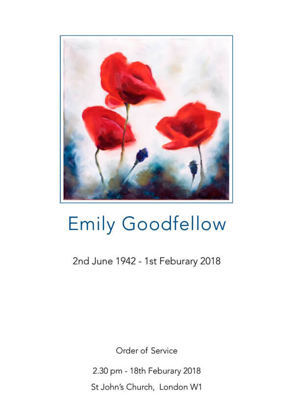 floral funeral order of service design front cover